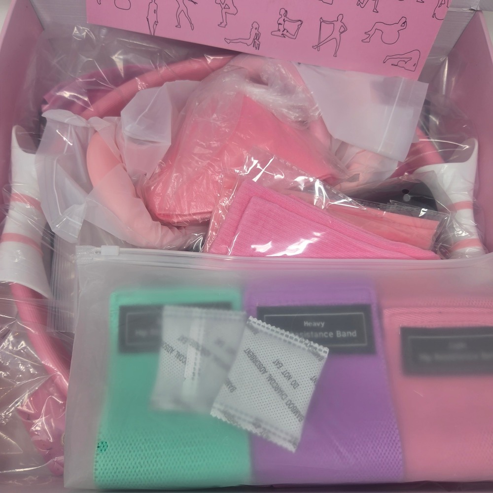 Fuelion Pilates Workout Set Women OS Pink Resistance Bands Ring Ball Kit X00 NWT - Picture 2 of 10